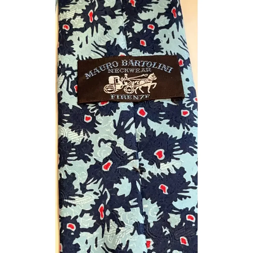 MAURO BARTOLINI Silk Tie - Flowers - Blue